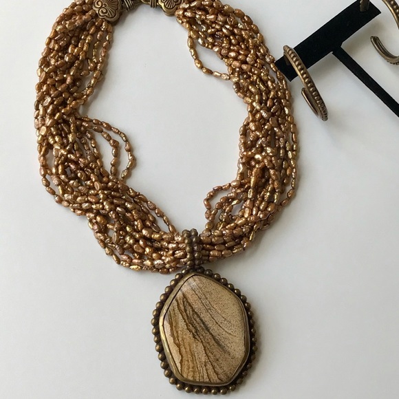 VTG DESIGNER STEPHEN DWECK JASPER 1993 NECKLACE & EARRINGS